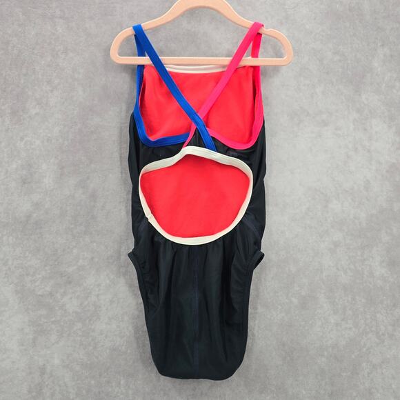 Speedo Black Pink Cut Out One Piece Swimsuit Leotard Pro LT Girls 28 - Picture 2 of 7